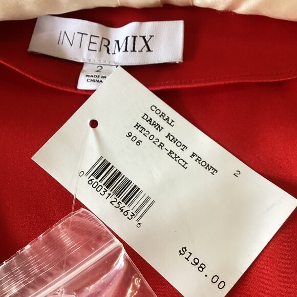 NWT INTERMIX Dawn Silk Knot Front Top Size 2 Coral - Picture 5 of 15